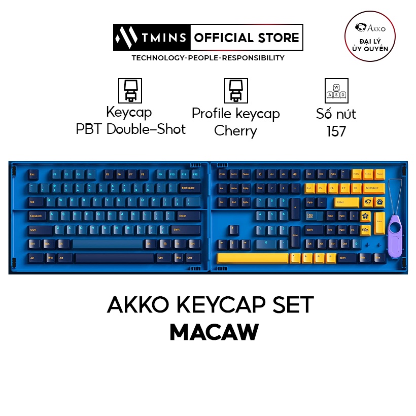 Set keycap AKKO Macaw (PBT Double-Shot/Cherry profile/157 nút)