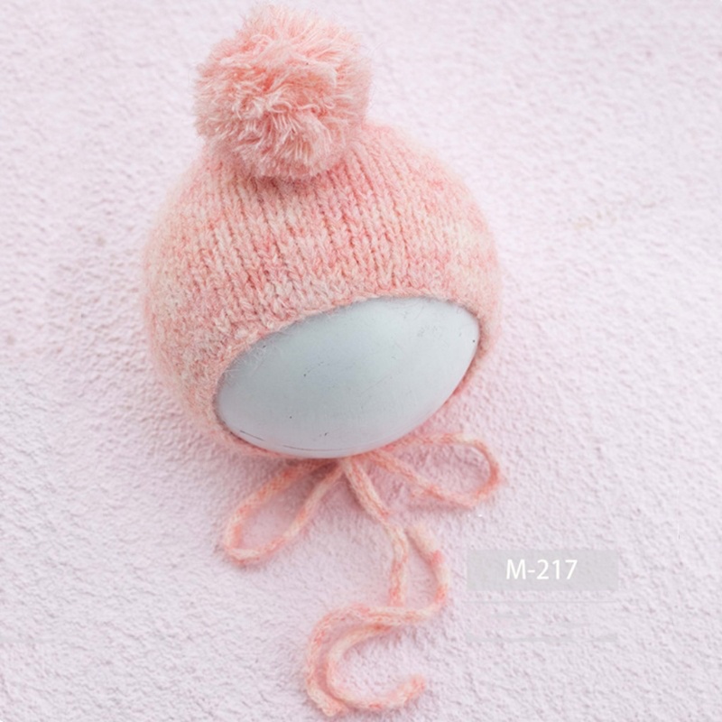 Haha Mũ Beanie Dệt Kim Thủ Công Phối Lông Làm Phụ Kiện Chụp Ảnh Cho Bé Sơ Sinh