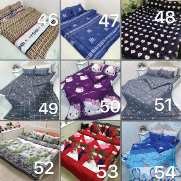 Trọn Bộ chăn phao 5 món poly BELLA HO , set phao trần bông căng phồng đủ kích thước