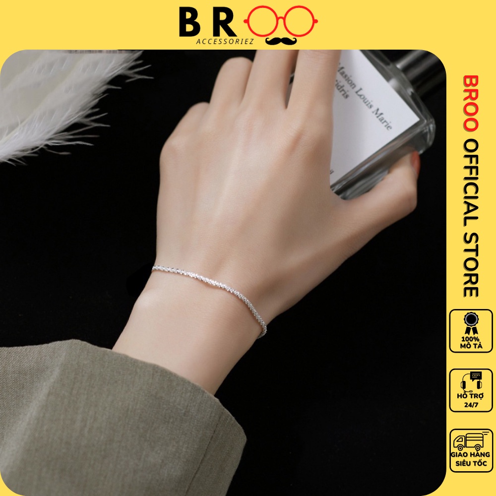 Vòng tay nữ đính đá bling cá tính màu bạc thiết kế đơn giản phong cách Hàn Quốc - BROO official