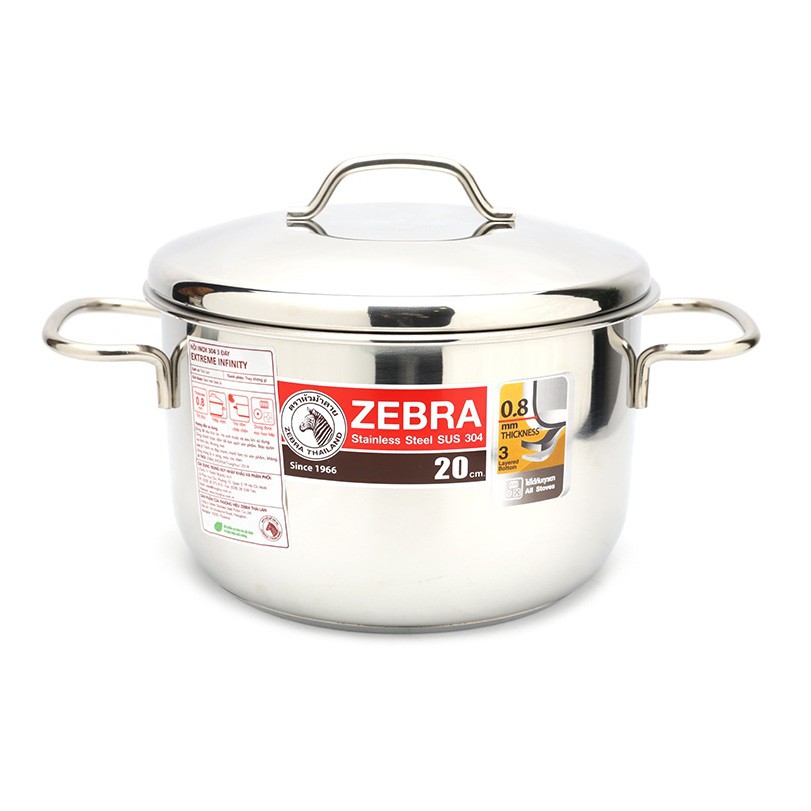 Bộ 3 nồi inox 304 Zebra Thái Lan Extreme Infinity 18+20+22cm, nhập khẩu Thái Lan-180826