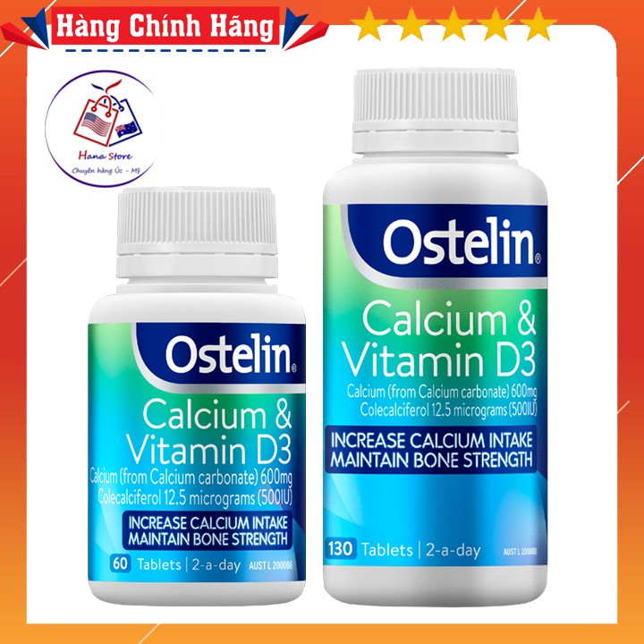 Viên bổ sung Canxi cho mẹ bầu Ostelin Vitamin D & Calcium  - Hộp 60 và 130 viên