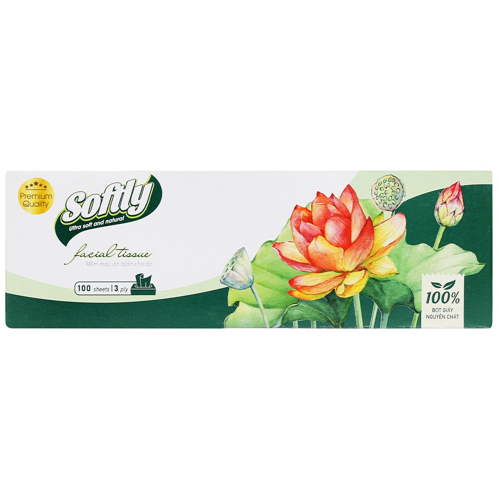 Khăn giấy lụa Softly 3 lớp hộp 100 tờ