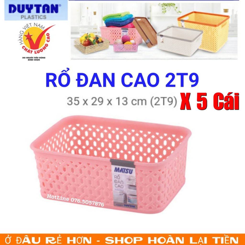 COMBO 5 Rổ đan cao nhựa Duy Tân 2T9 - No.1101 _ Giao Màu Ngẫu Nhiên.