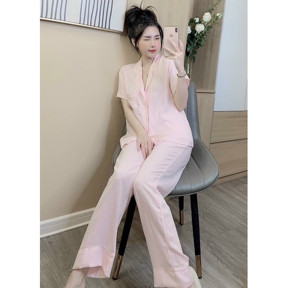 Bộ lụa phối tay dài quần dài