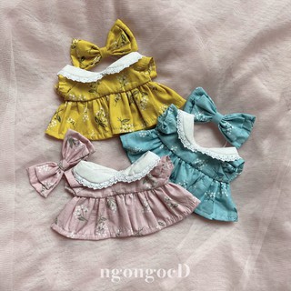 Váy hoa viền cổ cho Doll Kpop 15cm và 20cm - ngongocD Doll Outfit