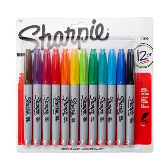 Bộ 12 cây Bút lông dầu Sharpie Permanent Markers, Fine Point bôi không trôi không lem chất lượng Mỹ