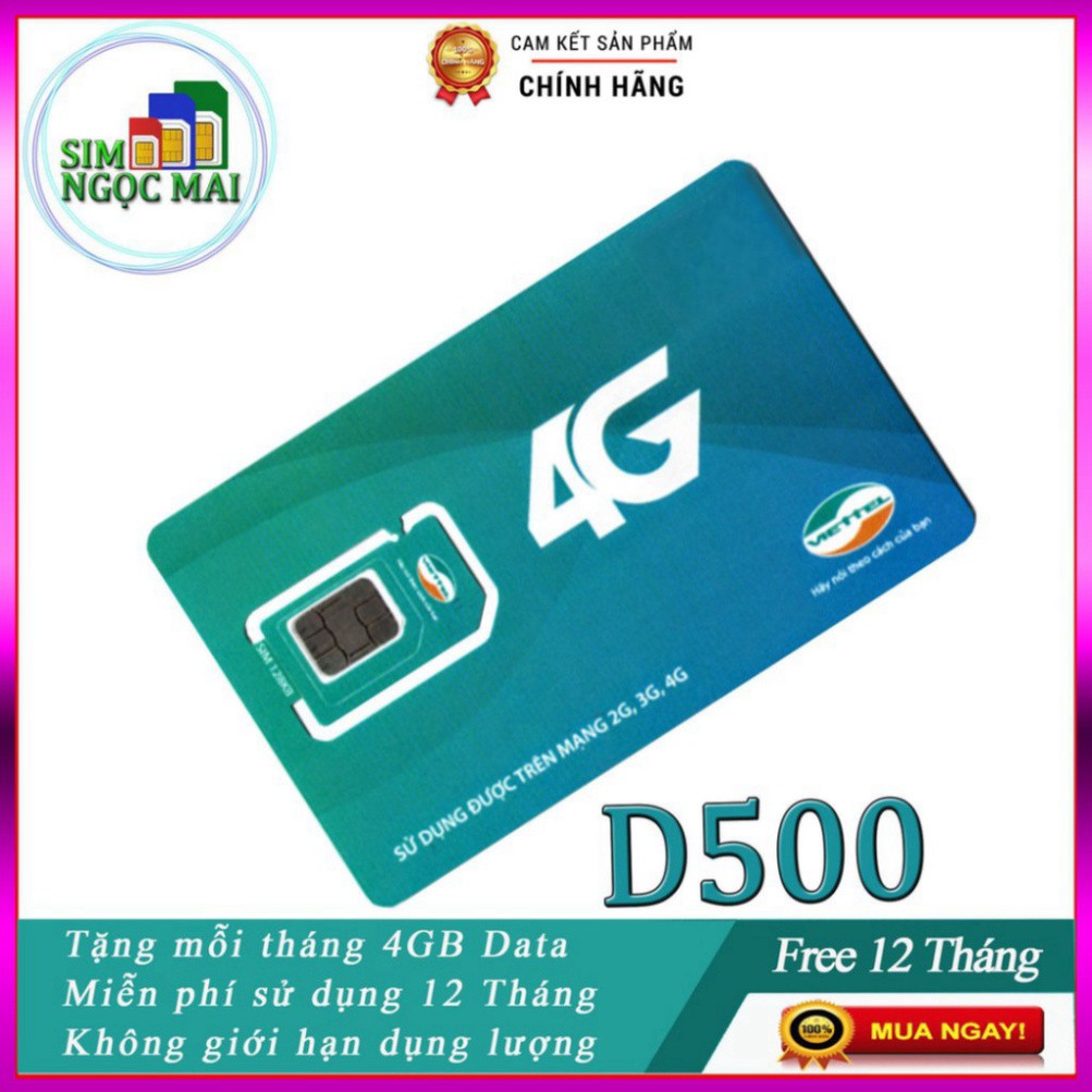 GIÁ CHƯA TỪNG CÓ Sim 4G Viettel D900 - D500 - D500T Trọn Gói 1 Năm Không Nạp Tiền - NGHE GỌI GIÁ CHƯA TỪNG CÓ