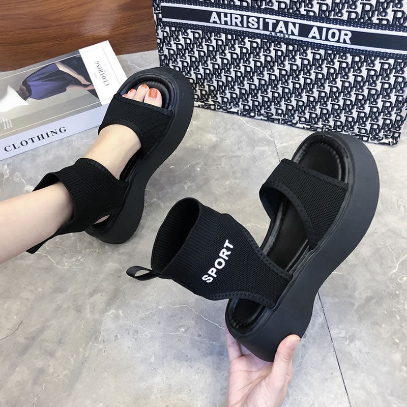 Giày Sandal Đế Dày Tăng Chiều Cao Thời Trang Mùa Hè Phong Cách Hàn Quốc