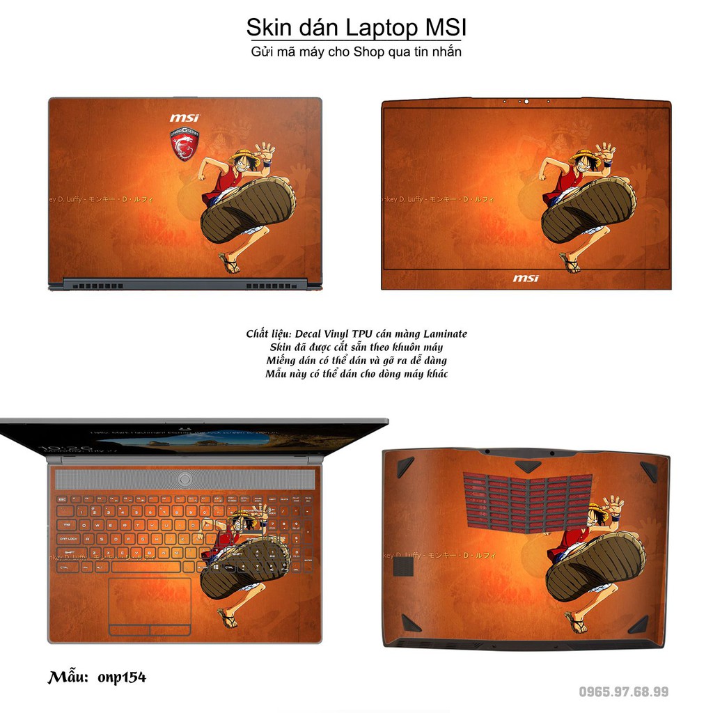 Skin dán Laptop MSI in hình One Piece nhiều mẫu 19 (inbox mã máy cho Shop)