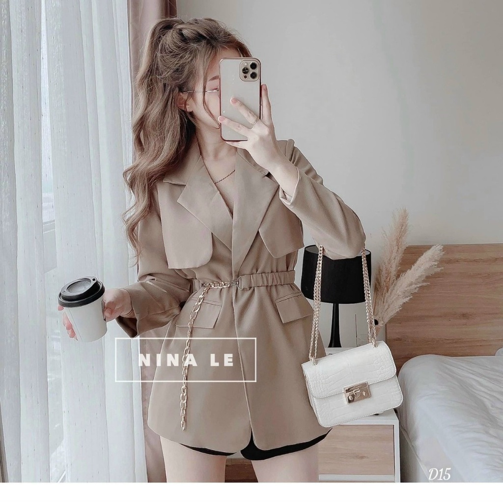 Set đồ nữ đi chơi cá tính, đồ bô nữ dễ thương 3 món áo khoác giả vest kèm quần short ngắn phối nịt phong cách hàn quốc