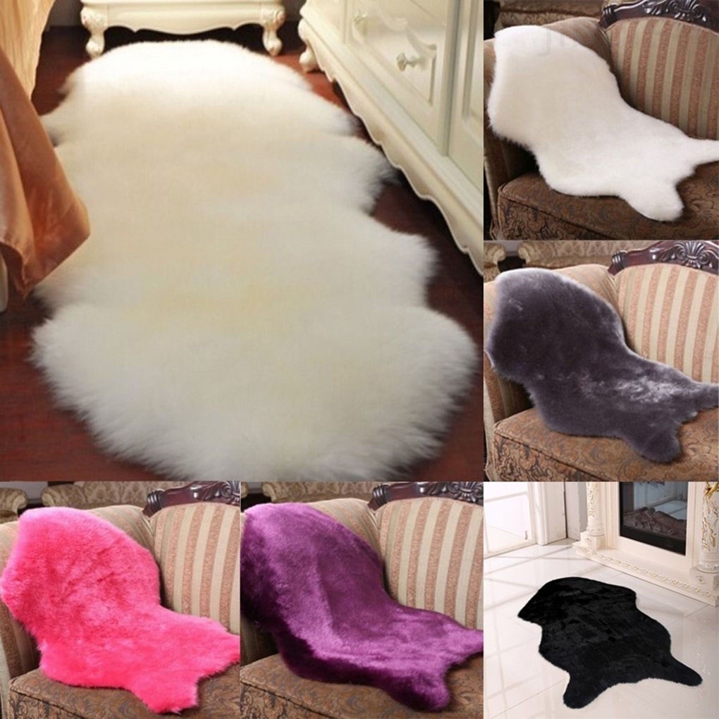 Thảm Lông Cừu Nhân Tạo Siêu Mềm Lót Ghế Sofa Trang Trí Nhà Cửa / Văn Phòng