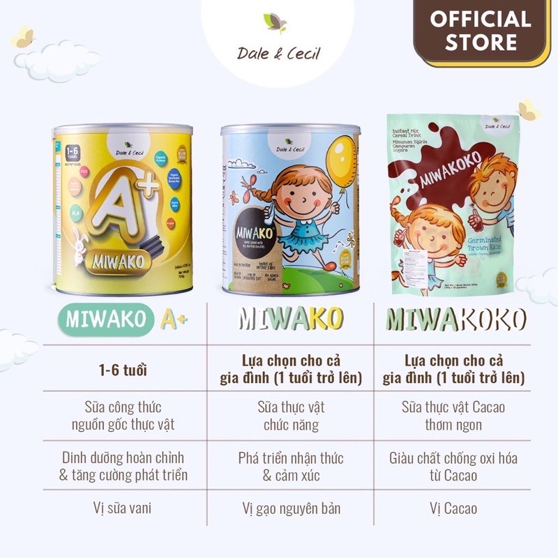 Sữa Công Thức Thực Vật Hữu Cơ Miwako A+ Vị Vani Gói 30g - Miwako Official Store