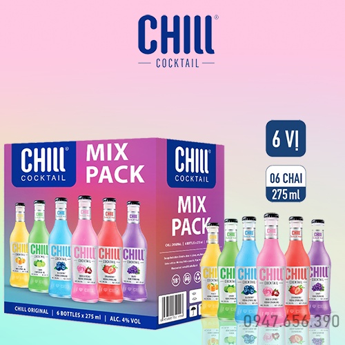 Thùng 6 chai Chill Cocktail Original mix vị 275ml/chai