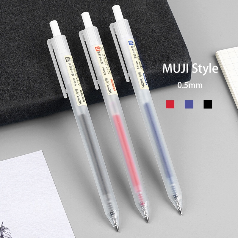 Muji Bút Mực Gel Nhám Ngòi 0.5MM Có Thể Thu Gọn Tiện Dụng Cho Học Sinh