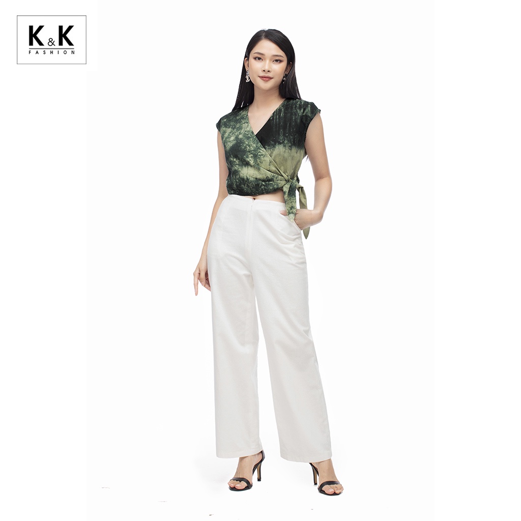 Áo Croptop Tie Dye K&amp;K Fashion ASM06-15 Sát Nách Phối Nơ Eo Chất Liệu Cotton Lụa