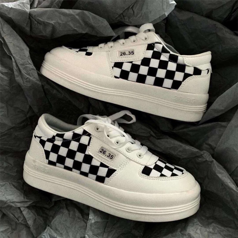 Giày thể thao sneaker nam nữ vải canvas kẻ sọc caro đế bánh mỳ Ulzzang FLOWER G10 - Nguyentrang239
