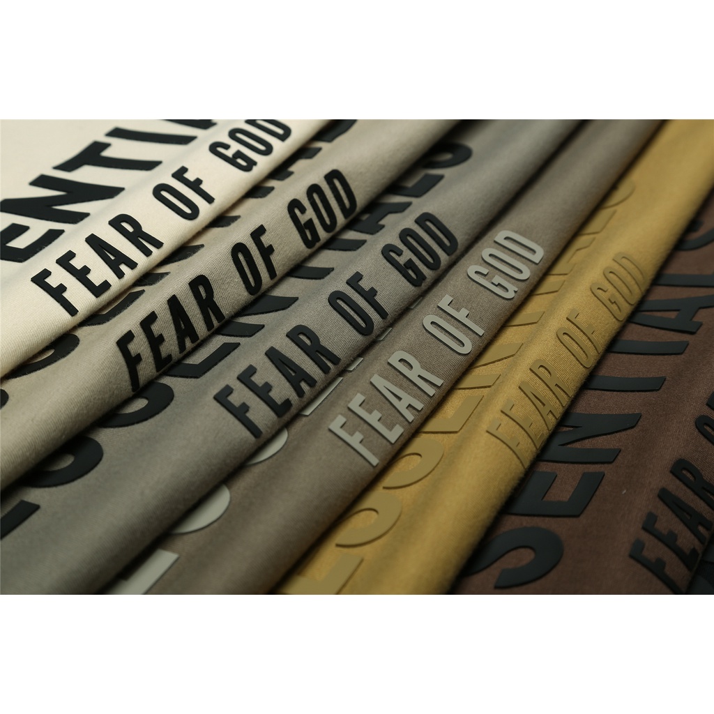 FEAR OF GOD Duplex ESSENTIALS High Street Trend Back Letter Silicone Couple Short Sleeve T-Shirt