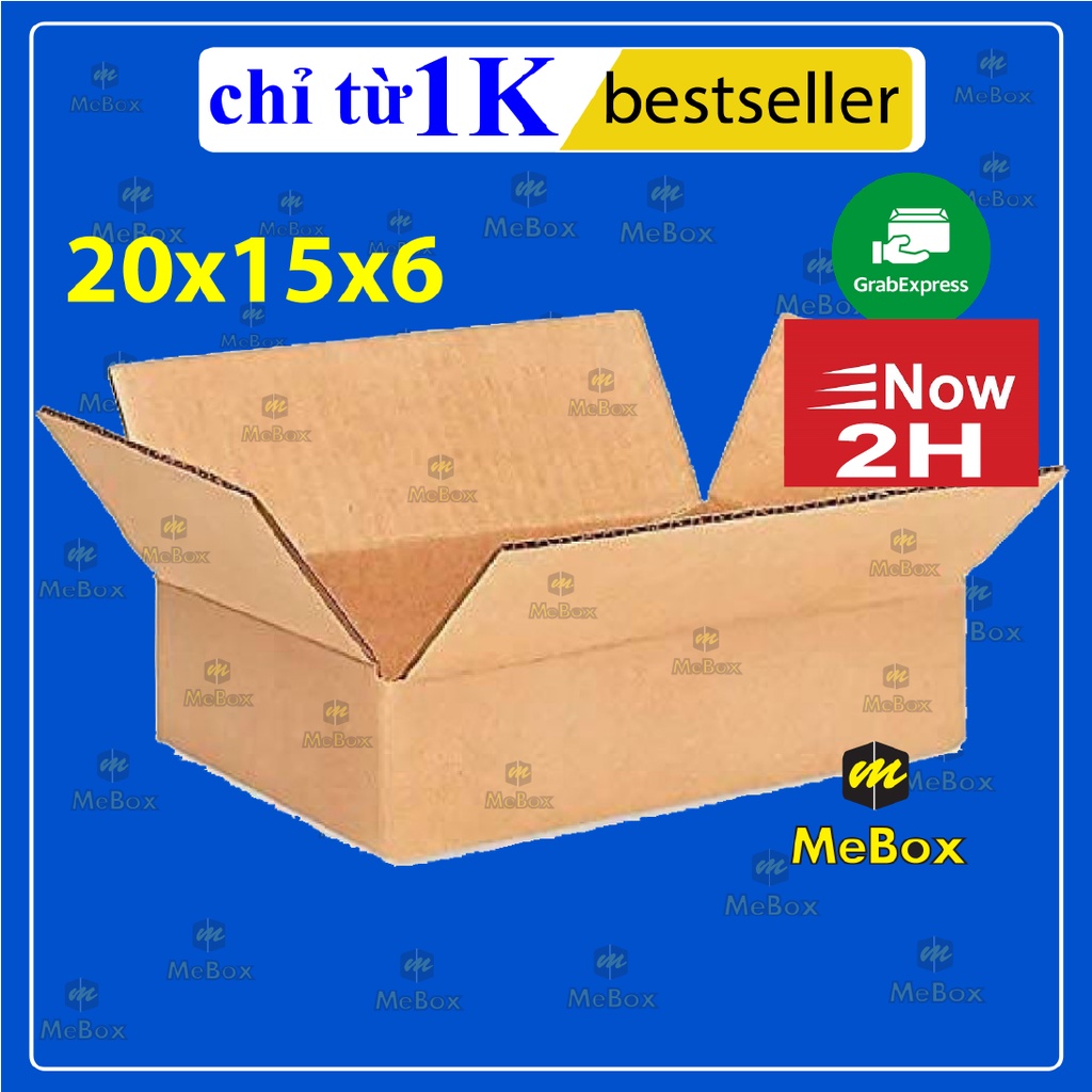 10 hộp carton 20x15x6 gói hàng trơn, không in