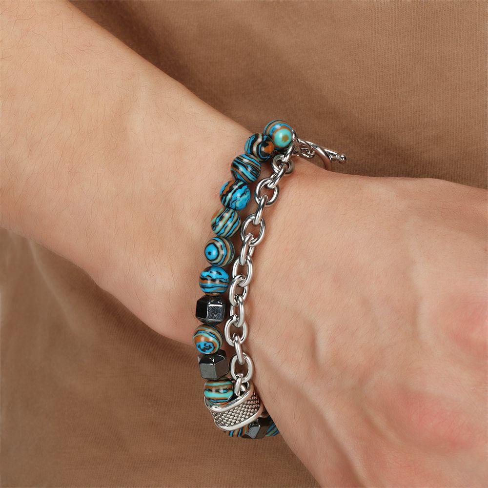 Vòng Tay Chuỗi Hạt Đá Obsidian 8mm Giảm Căng Thẳng Cho Nam