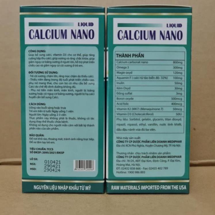Bổ sung canxi Liquid Calcium Nano Chống còi xương, loãng xương - Hộp 100 viên | Thế Giới Skin Care