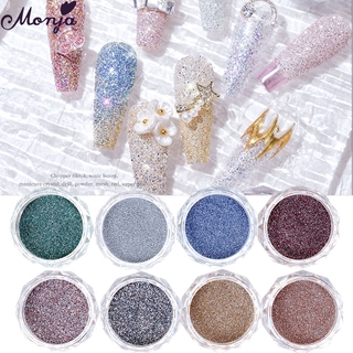 Monja 8 Colors Nail Art Crystal Diamond Glitter Powder Holographic Laser Shiny Nail Pigment Drilling Powder Manicure Decorations