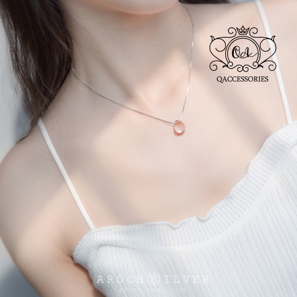 Dây chuyền bạc mặt trong suốt vòng cổ bạc mặt đá giọt nước S925 QUARTZ Silver Necklace QA SILVER NE190301