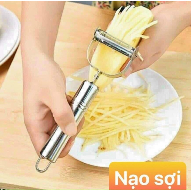 Nạo củ quả đa năng cao cấp 2 in 1 chống han gỉ, bào nạo sợi tiện lợi nhỏ gọn