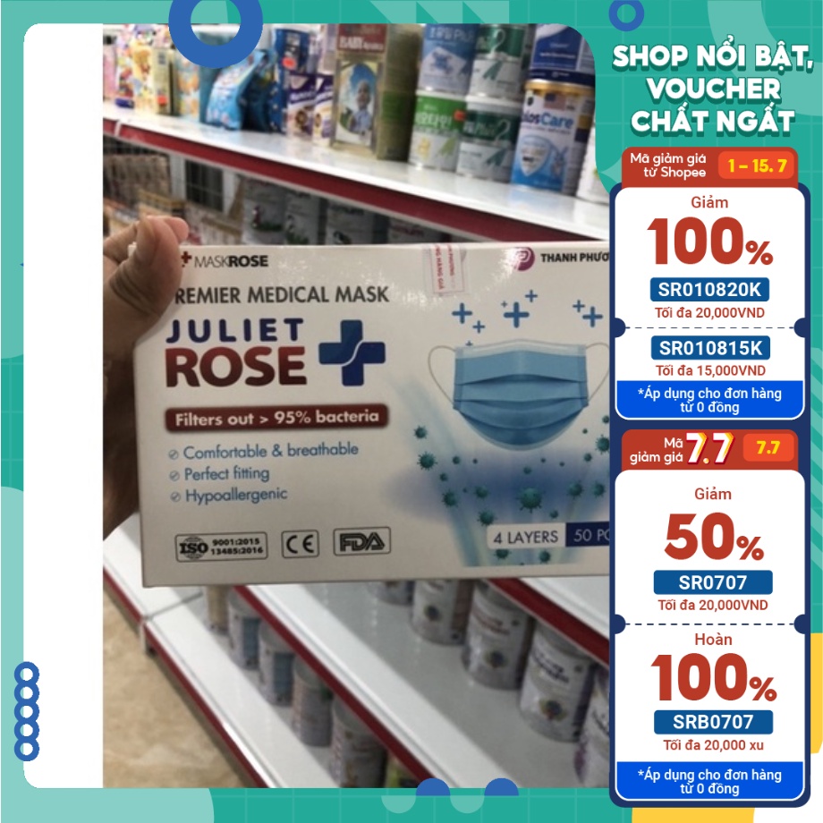 Khẩu Trang Y Tế Juliet Rose hộp 50 cái