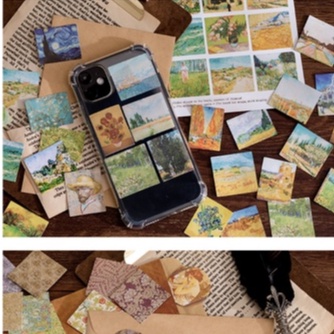 Set 10 Sticker Tranh Nghệ Thuật Van Gogh, Da Vinci, Monet Nổi Tiếng Ngẫu Nhiên Trang Trí Sổ Bullet Journal
