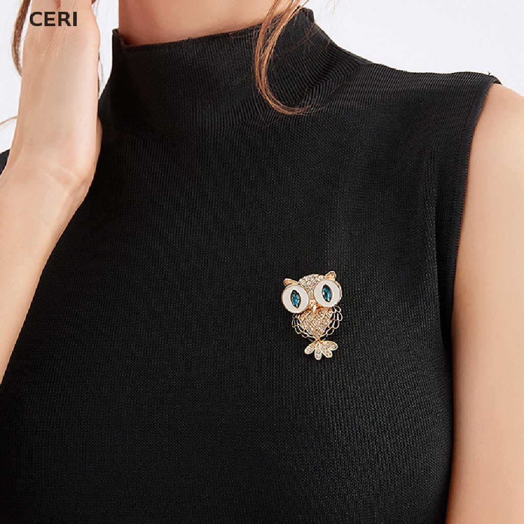 CE Fashion Delicate Owl Brooches Korean Alloy Rhinestone Animal Brooch Pins Jewelry RI
