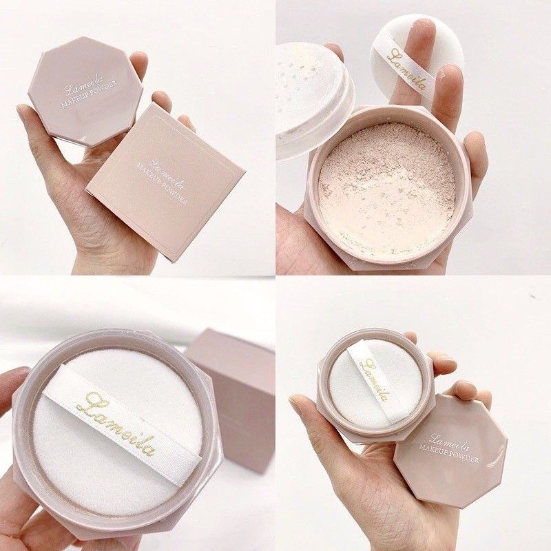 Phấn Phủ Lameila Dạng Bột Kiềm Dầu Phấn Make Up Powder Hình Lục Giác Vỏ Hồng