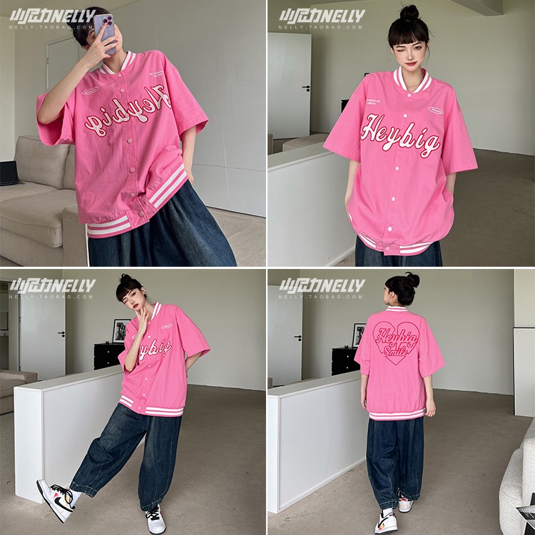 Áo khoác bóng chày Nelly Heybig tay ngắn - Smile