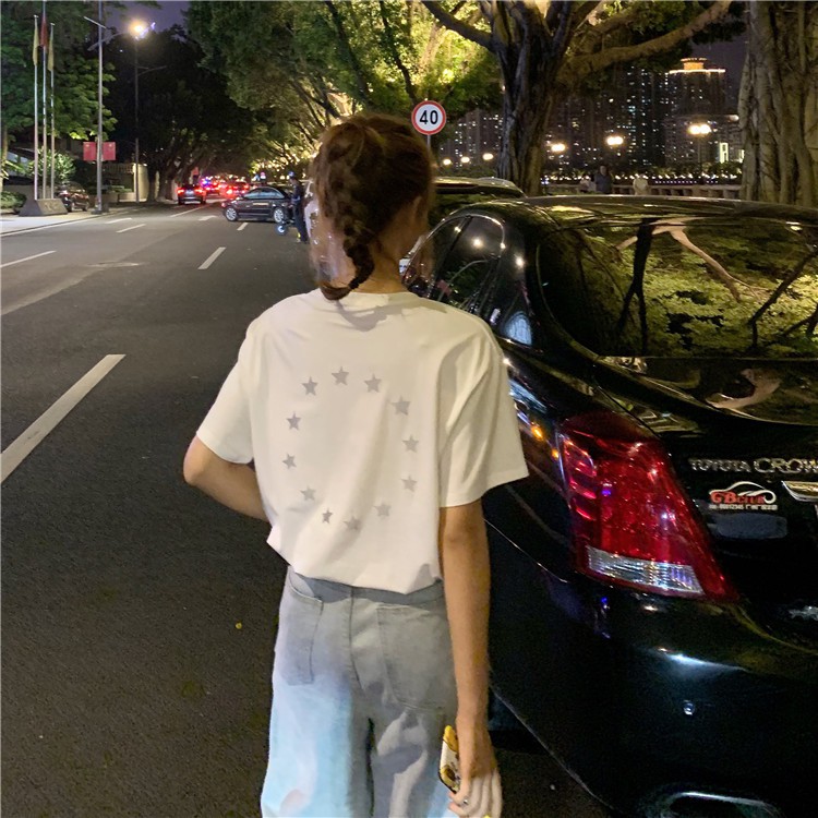 Áo thun Phản Quang Tay lỡ nam nữ Vòng Sao