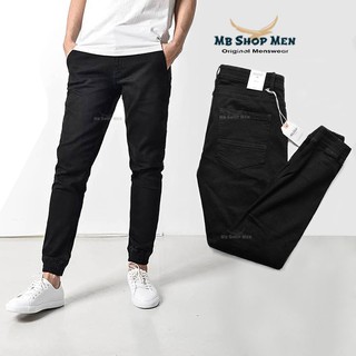 Quần jean nam cao cấp ống côn bó gấu dáng Âu chất bò co giãn