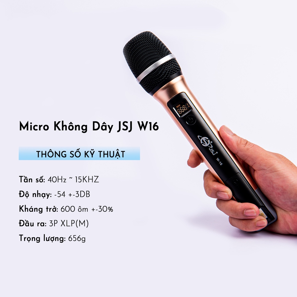 Micro karaoke không dây cao cấp JSJ W16 tích hợp màn hình led chuyên nghiệp công nghệ giảm tiếng ồn thông minh