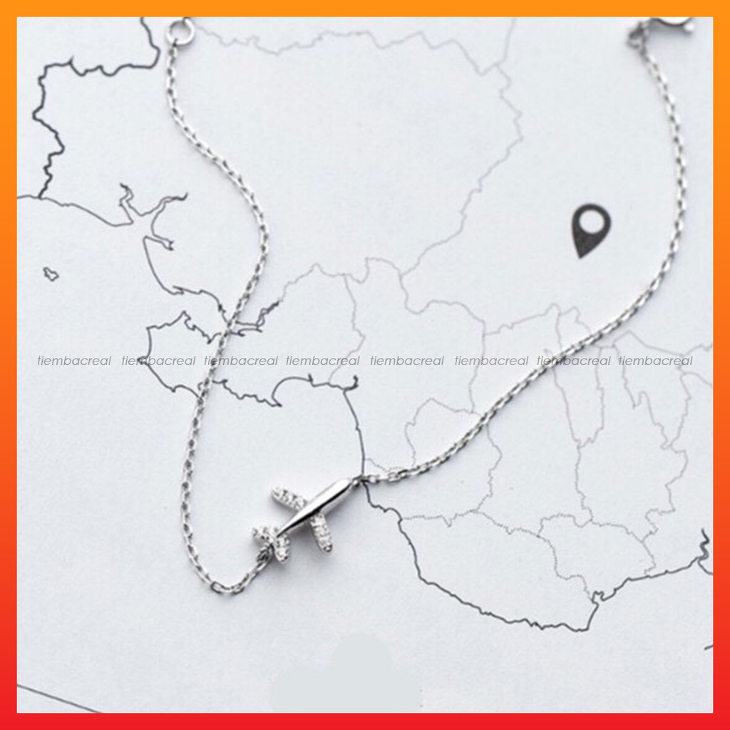 Lắc tay máy bay ý chất liệu bạc ta nguyên chất, lắc tay bạc đính đá tinh tế | BigBuy360 - bigbuy360.vn