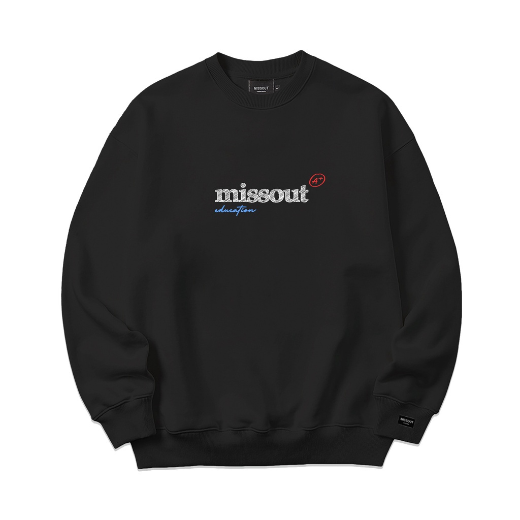 Áo sweater Missout SS1 2 màu đen trắng in 2 mặt