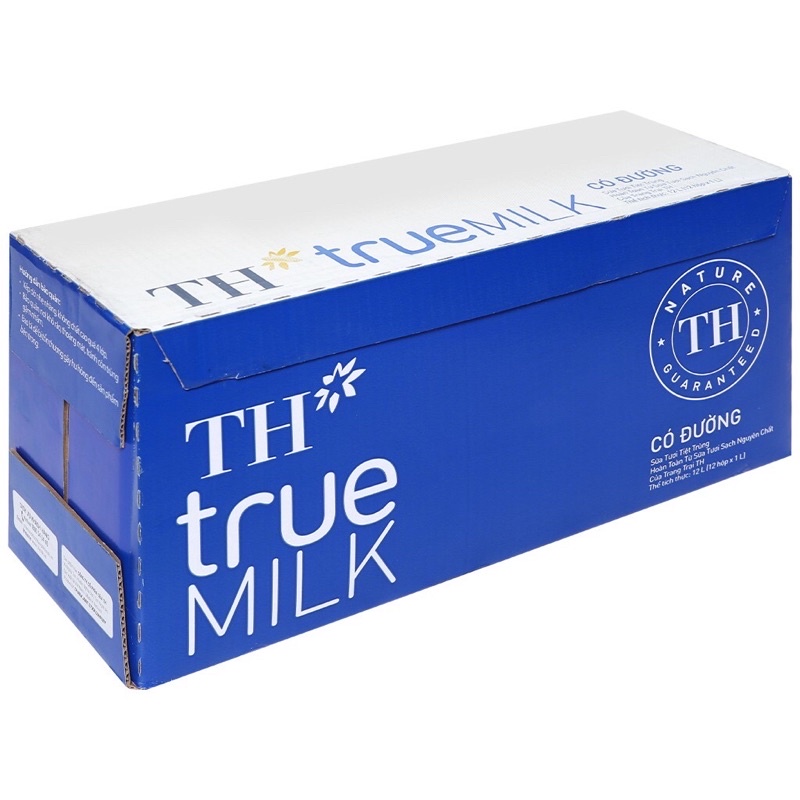 thùng 12 hộp sữa tươi TH TRUE MILK có đường 1 lít