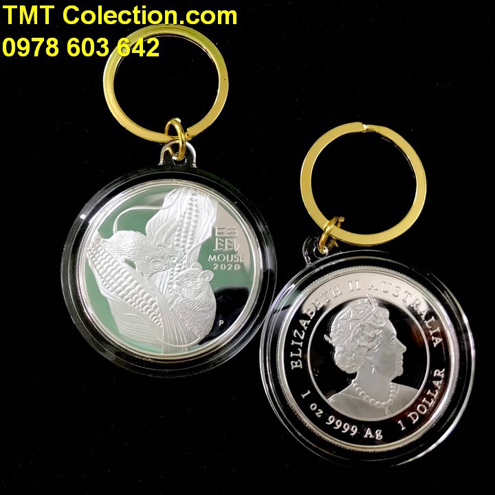 Móc khóa xu Úc con chuột mạ Bạc, Xu được khắc họa các chi tiết rất rõ nét, tinh xảo -TMT Collection - SP000407