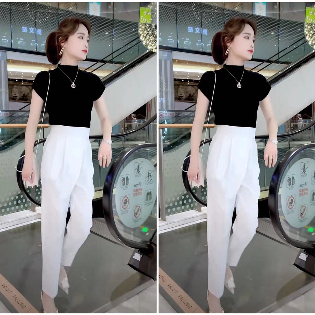 Quần tây nữ cạp dán, Quần baggy công sở nữ lưng cao chất đẹp đứng form đủ màu đủ size