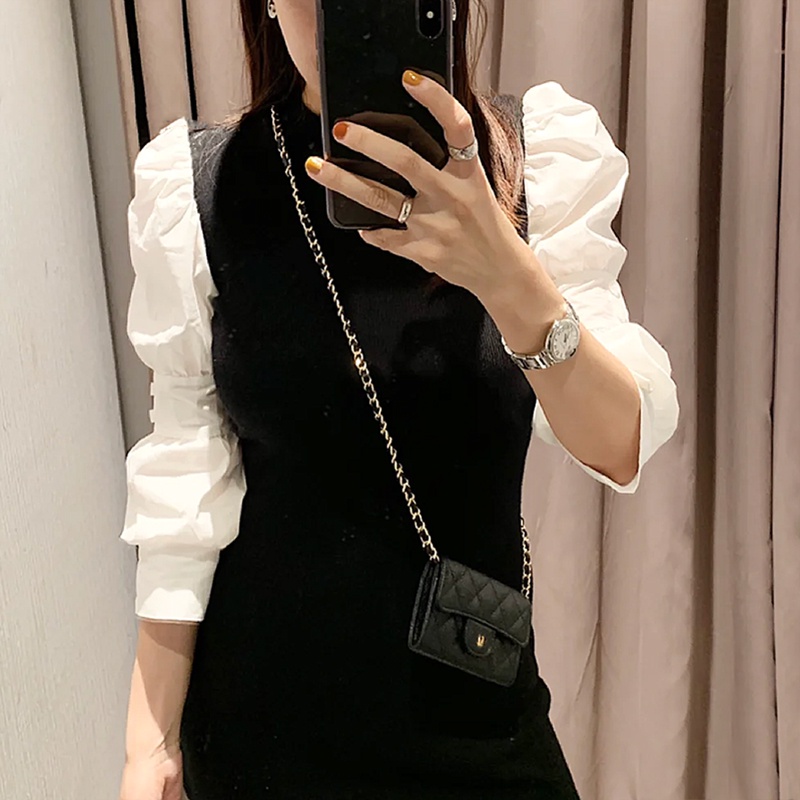 Phù Hợp Túi Đeo Chéo Đựng Thẻ Phối Dây Xích Màu Vàng / Bạc Sang Trọng