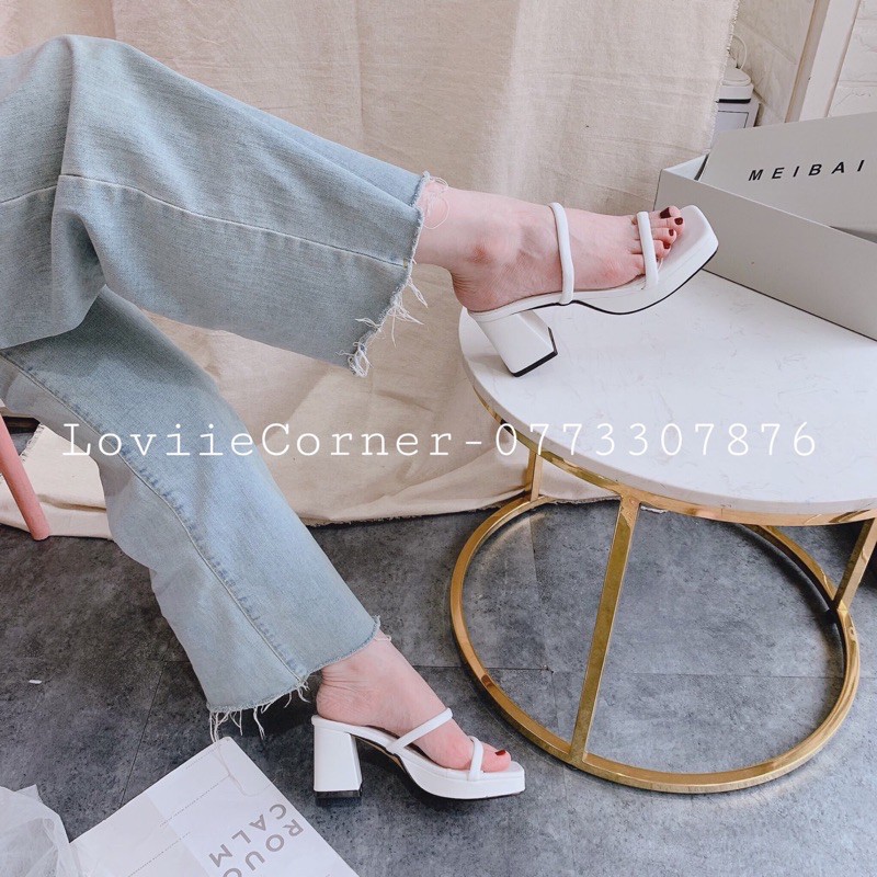 GUỐC NỮ LOVIIECORNER - DÉP GUỐC 9 PHÂN - GUỐC NỮ DÂY MẢNH - DÉP CAO GÓT 2 QUAI NGANG XỎ NGÓN D190907