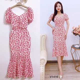 Váy hoa đuôi cá v1416 - đẹp shop dvc