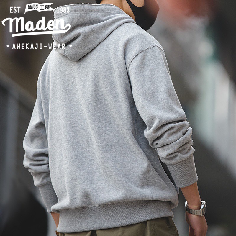 Áo hoodie MADEN tay dài màu sắc phong cách retro Nhật Bản 1930S thời trang hip hop cá tính dành cho nam