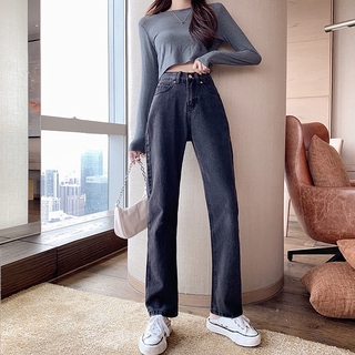 Quần Jeans Nữ Lưng Cao Ống Đứng Thời Trang Hàn Quốc