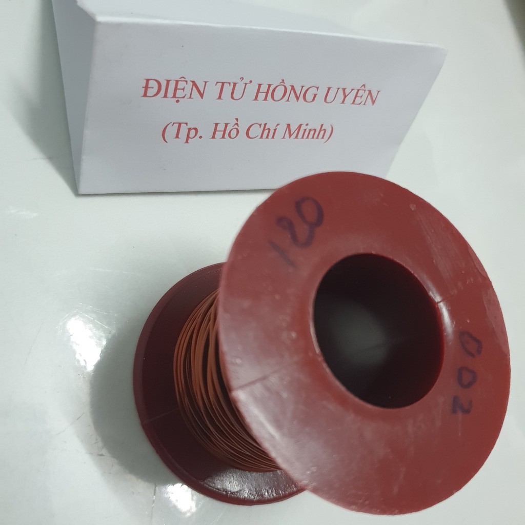 Dây đồng cuộn (1.2mm 200g). Dây đông bọc emay cách điện. dây đồng quấn biến áp cơ. Dây đồng 1li2 tráng men chống chập