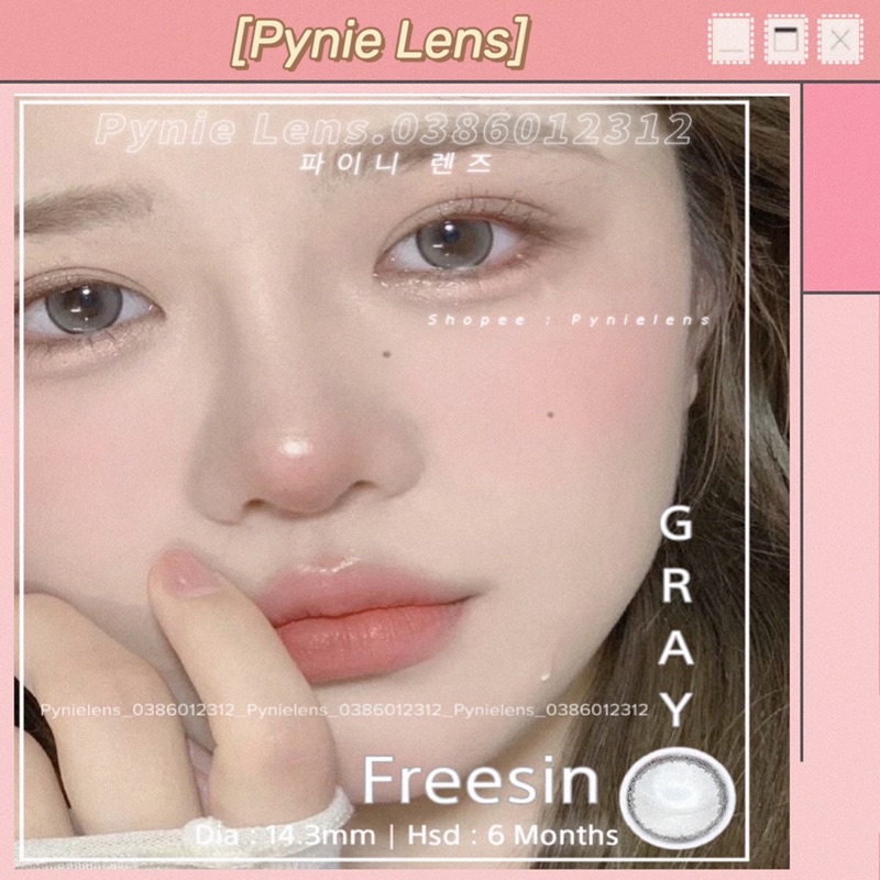 🌙 𝗟𝗲𝗻𝘀 𝗙𝗿𝗲𝗲𝘀𝗶𝗻 𝗚𝗿𝗮𝘆 ✨Em lens xám viền đen hottrend douyin dễ mang tiện sử dụng lên mắt tây nhưng kh sáng dữ | Pynielens✨