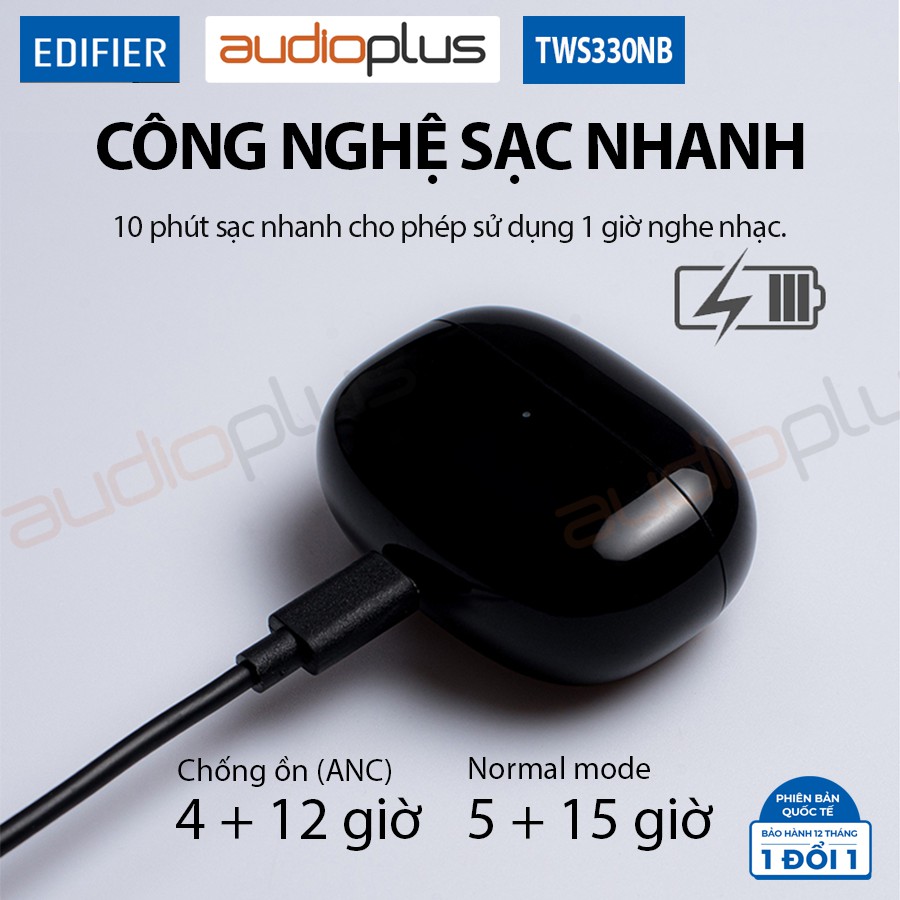 EDIFIER 330NB Tai nghe bluetooth - Chống ồn chủ động ANC - AI Khử ồn đàm thoại - Bản quốc tế - Bảo hành 12 tháng