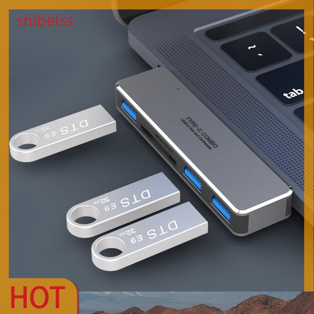 Bộ Chia 3 Cổng Usb 3.0 Type-C Tốc Độ Cao Có Khe Cắm Thẻ Nhớ